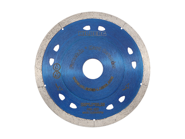 Алмазный круг 125х22 мм по керамике сплошн.ультратонкий  HILBERG (1,1 мм) Арт.HM420