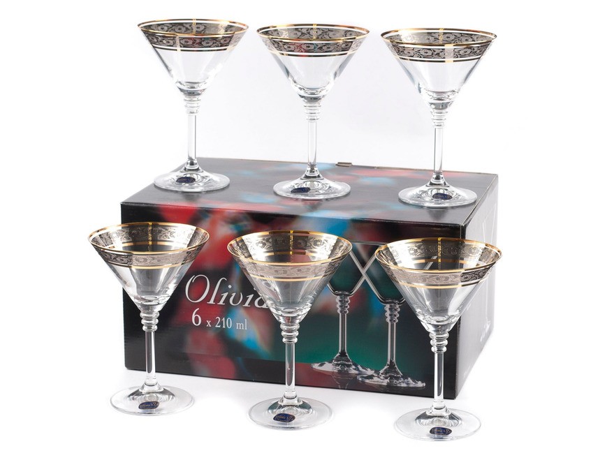 Набор бокалов для мартини OLIVIA декор. 6 шт.210 мл Арт.60585