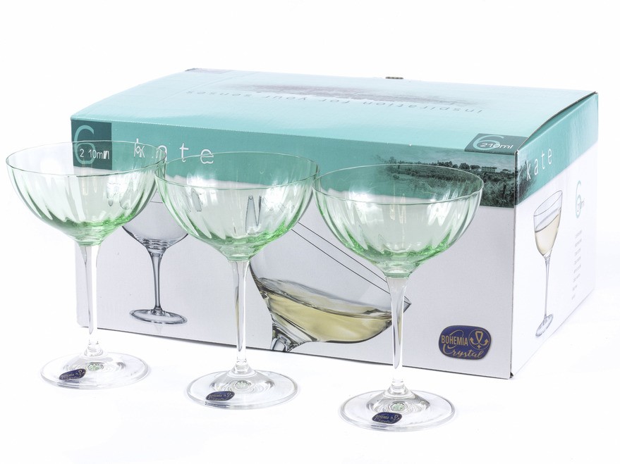 Набор бокалов для мартини стеклянных декор. ''Kate'' 6 шт. 210 мл Арт.87403