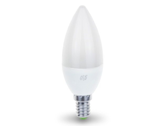 Лампа светодиодная C37 СВЕЧА 3.5 Вт 160-260В E14 3000К ASD (30 Вт аналог лампы накал., 320Лм, теплый белый свет) Арт. 4690612000381