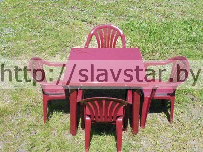 Комплект пластиковой мебели: стол пластиковый квадратный и стул Милан 4шт (бордовый)
